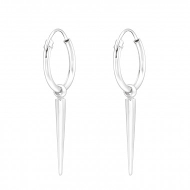 Needle - 925 Sterling Silver Hoop Earrings SD44248
