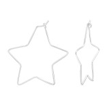 Star Shape - 925 Sterling Silver Hoop Earrings SD45807