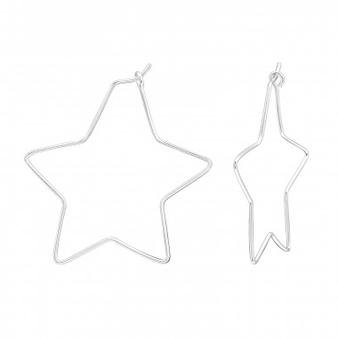 Star Shape - 925 Sterling Silver Hoop Earrings SD45807