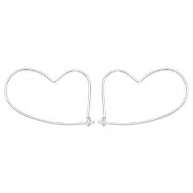 Heart Shape - 925 Sterling Silver Hoop Earrings SD45808
