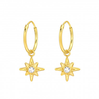 Star - 925 Sterling Silver Hoop Earrings SD46374