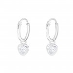 12mm Hoops with Heart - 925 Sterling Silver Hoop Earrings SD4662 12mm Hoops with Heart - 925 Sterling Silver Hoop Earrings SD4662