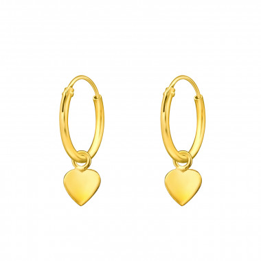 Hanging Heart - 925 Sterling Silver Hoop Earrings SD46650