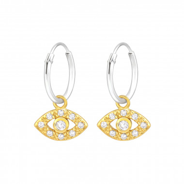 Eye - 925 Sterling Silver Hoop Earrings SD46819
