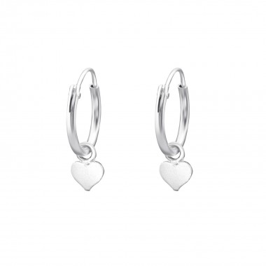 12mm heart - 925 Sterling Silver Hoop Earrings SD4710