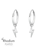 Thunderbolt - 925 Sterling Silver Hoop Earrings SD47166