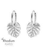 Monstera Leaf - 925 Sterling Silver Hoop Earrings SD47167