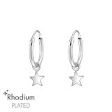 Hanging Star - 925 Sterling Silver Hoop Earrings SD47169