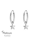 Hanging Star - 925 Sterling Silver Hoop Earrings SD47170