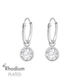 Hanging Round - 925 Sterling Silver Hoop Earrings SD47171