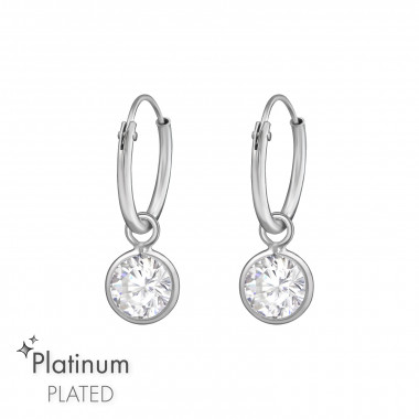 Hanging Round - 925 Sterling Silver Hoop Earrings SD47172