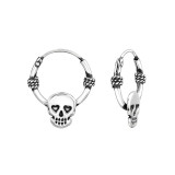 Skull - 925 Sterling Silver Hoop Earrings SD47232