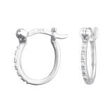 Pave - 925 Sterling Silver Hoop Earrings SD47337