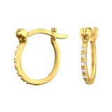 Pave - 925 Sterling Silver Hoop Earrings SD47338