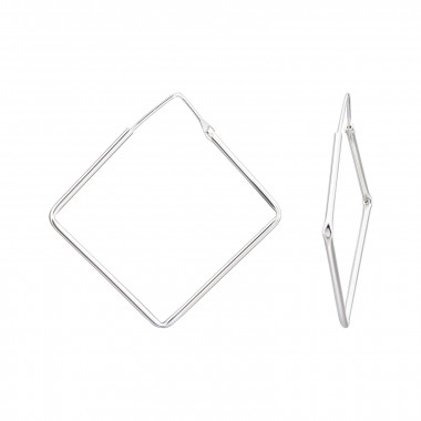 Square 32mm - 925 Sterling Silver Hoop Earrings SD48143