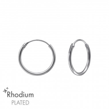 14mm - 925 Sterling Silver Hoop Earrings SD48149