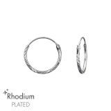 Diamond Cut 14mm - 925 Sterling Silver Hoop Earrings SD48206