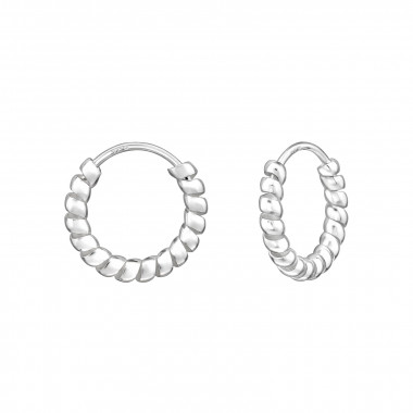 12mm Braided - 925 Sterling Silver Hoop Earrings SD48240