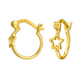 Star - 925 Sterling Silver Hoop Earrings SD49708