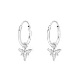 Flower - 925 Sterling Silver Hoop Earrings SD49736