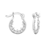 Horseshoe Floral - 925 Sterling Silver Hoop Earrings SD50282
