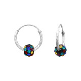 4.5Mm Rainbow Crystal Ball - 925 Sterling Silver Hoop Earrings SD50693
