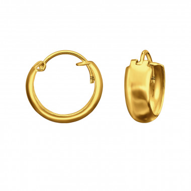 4X12Mm Domed Gold Plated - 925 Sterling Silver Hoop Earrings SD51410