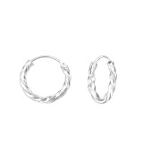 14mm bali - 925 Sterling Silver Hoop Earrings SD556