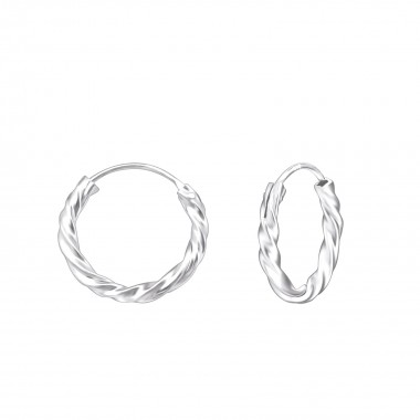 14mm bali - 925 Sterling Silver Hoop Earrings SD556