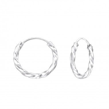 16mm bali - 925 Sterling Silver Hoop Earrings SD557