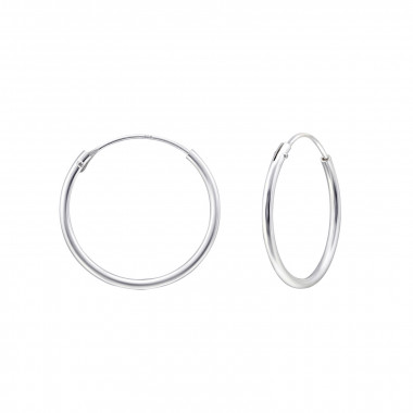 18mm simple hollow - 925 Sterling Silver Hoop Earrings SD9418