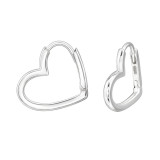 1.5X13Mm Heart - 925 Sterling Silver Huggies SD50259