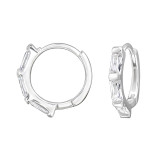 Faceted Geometric Texture - 925 Sterling Silver Huggies SD50290