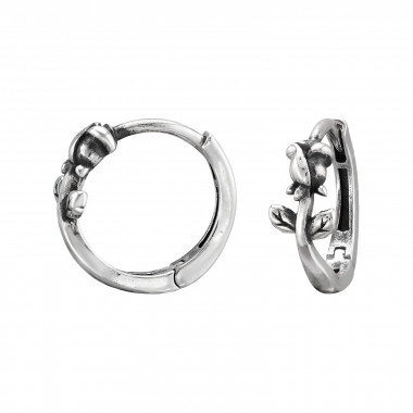 Rose Flower - 925 Sterling Silver Huggies SD50313