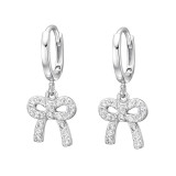 Dangling Bow - 925 Sterling Silver Huggies SD50617