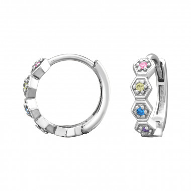 Hexagons - 925 Sterling Silver Huggies SD50654