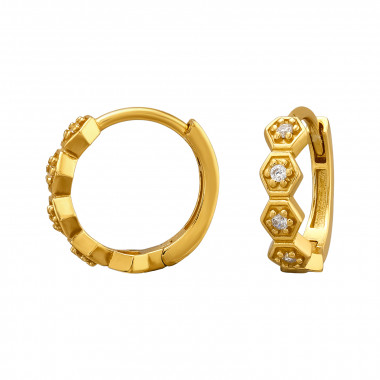 Hexagons - 925 Sterling Silver Huggies SD50655