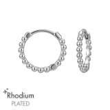12mm Dots Rhodium Plated - 925 Sterling Silver Huggies SD50990
