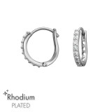 12mm Huggie With Cut Out Hearts Rhodium Plated - 925 Sterling Silver Huggies SD51204