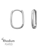 Oval 16mm Rhodium Plated - 925 Sterling Silver Huggies SD51206