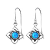 Flower Synthetic - 925 Sterling Silver Earrings with Gemstones SD23629