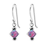 Square Synthetic - 925 Sterling Silver Earrings with Gemstones SD23641