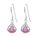 Tear Drop Synthetic - 925 Sterling Silver Earrings with Gemstones SD23647