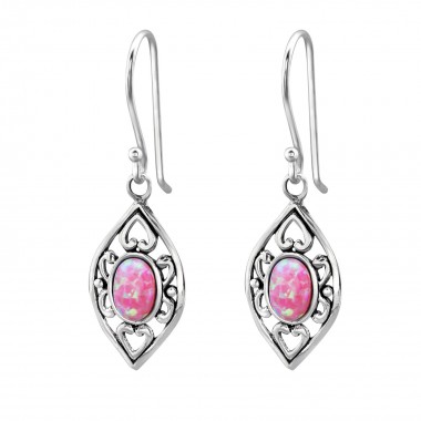 Marquise Synthetic - 925 Sterling Silver Earrings with Gemstones SD23657
