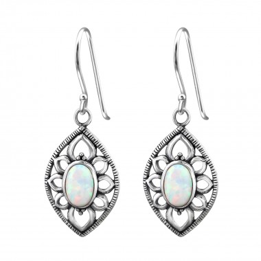 Marquise Synthetic - 925 Sterling Silver Earrings with Gemstones SD23659