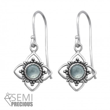 Oxidized - 925 Sterling Silver Earrings with Gemstones SD30294
