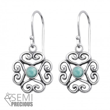 Filigree - 925 Sterling Silver Earrings with Gemstones SD30295