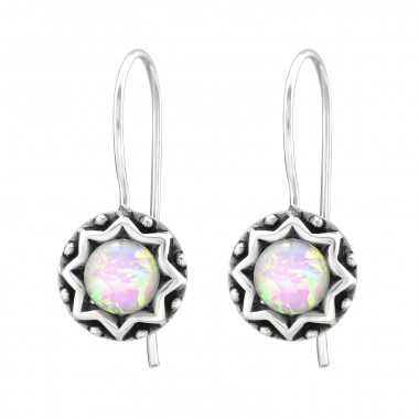 Round - 925 Sterling Silver Earrings with Gemstones SD31223