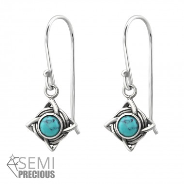 Celtic - 925 Sterling Silver Earrings with Gemstones SD31249