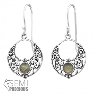 Bali - 925 Sterling Silver Earrings with Gemstones SD32045